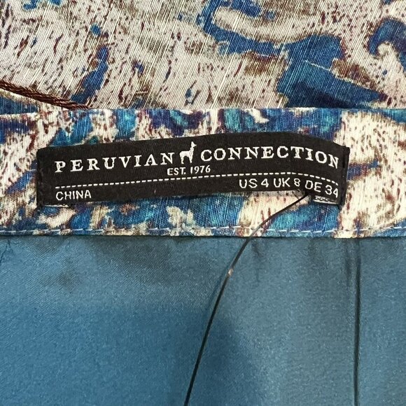 Peruvian Connection Blue Ambrosia Skirt Women's U.S. Size 4 NWT Linen Silk Blend - Picture 9 of 11